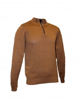 BROWN SWEATER WITH ZIPPER 